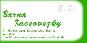 barna kacsovszky business card